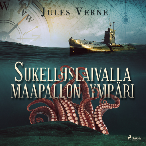 Portada del audiolibro «Sukelluslaivalla maapallon ympäri», de Jules Verne