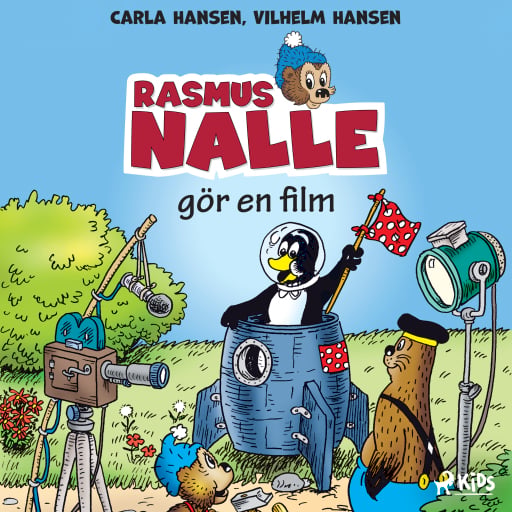 Portada del audiolibro «Rasmus Nalle gör en film», de Carla Hansen, Vilhelm Hansen