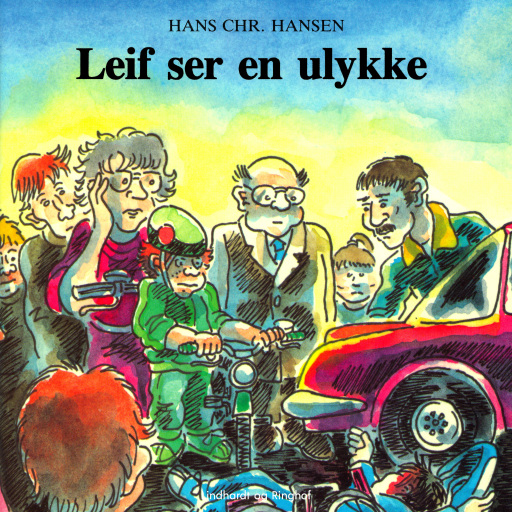 Portada del audiolibro «Leif ser en ulykke», de Hans Chr. Hansen