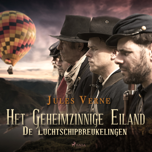 Portada del audiolibro «Het Geheimzinnige Eiland De Luchtschipbreukelingen», de Jules Verne
