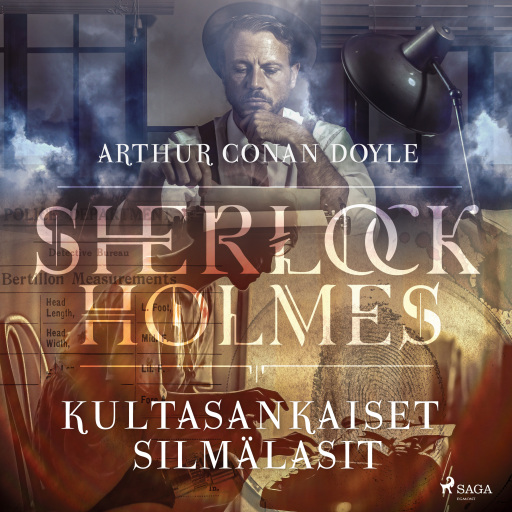 Portada del audiolibro «Kultasankaiset silmälasit», de Arthur Conan Doyle