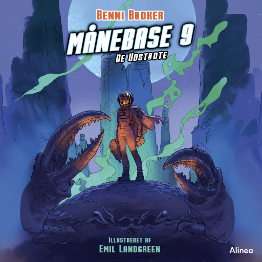 Portada del audiolibro «Månebase 9, De udstødte, Rød Læseklub», de Benni Bødker