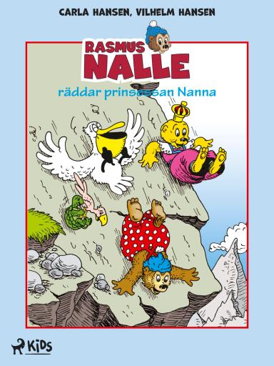 Portada del libro «Rasmus Nalle räddar prinsessan Nanna», de Carla Hansen, Vilhelm Hansen