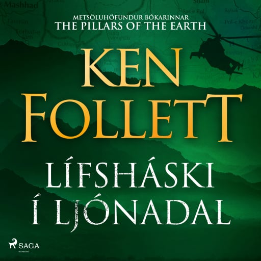 Portada del audiolibro «Lífsháski í Ljónadal», de Ken Follett