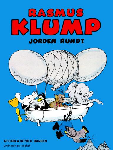 Portada del libro «Rasmus Klump – Jorden rundt», de Vilhelm Hansen, Carla Hansen