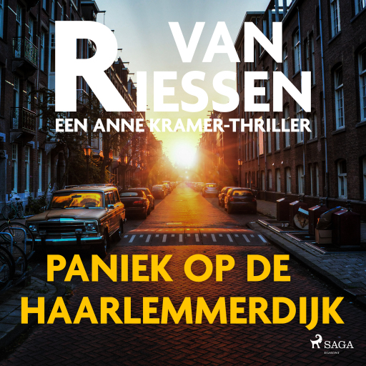 Portada del audiolibro «Paniek op de Haarlemmerdijk», de Joop van Riessen