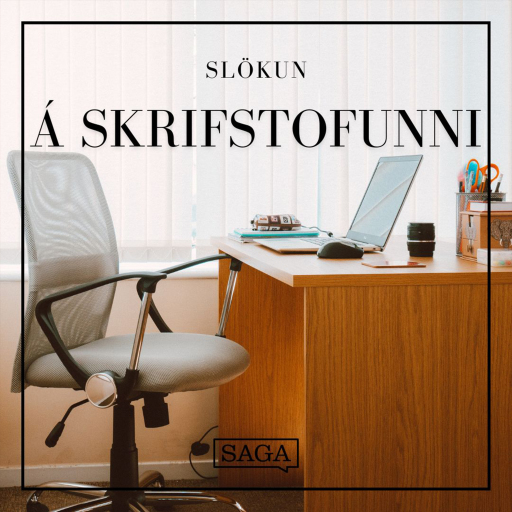 Portada del audiolibro «Á skrifstofunni - lyklaborð, pappír og kaffibollar», de Rasmus Broe