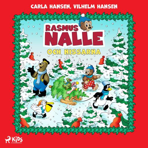 Portada del libro «Rasmus Nalle och nissarna», de Carla Hansen, Vilhelm Hansen