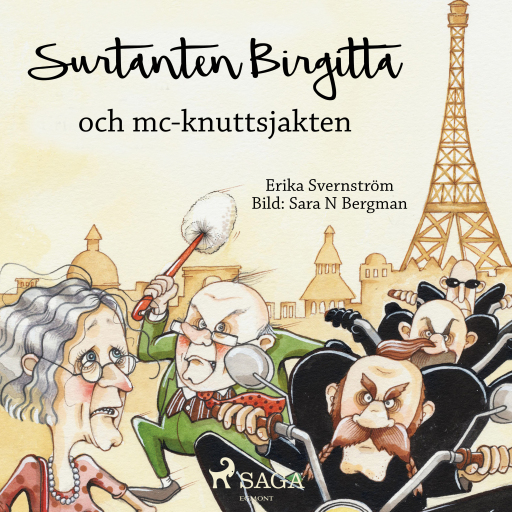 Portada del audiolibro «Surtanten Birgitta och mc-knuttsjakten», de Erika Svernström