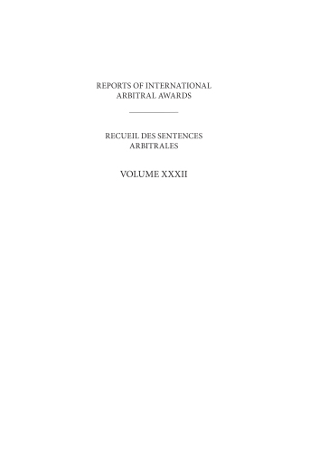Reports of International Arbitral Awards/Recueil des sentences arbitrales