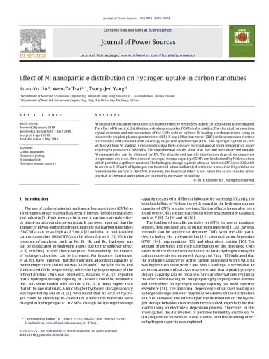 Effect of Ni nanoparticle distribution on hydrogen uptake in carbon nanotubes