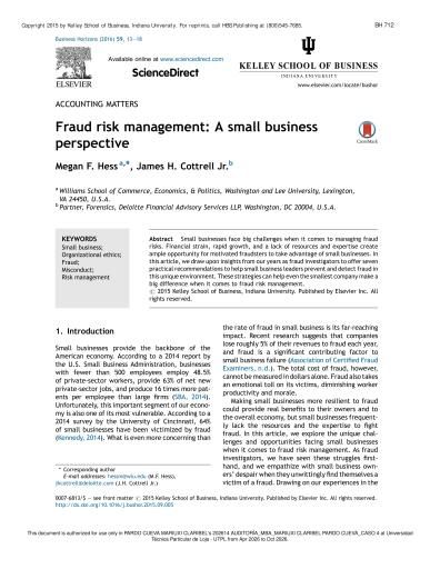 Fraud risk management: A small business perspective