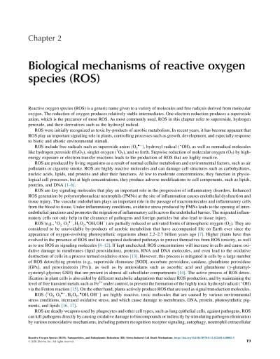 Biological mechanisms of reactive oxygen species (ROS)