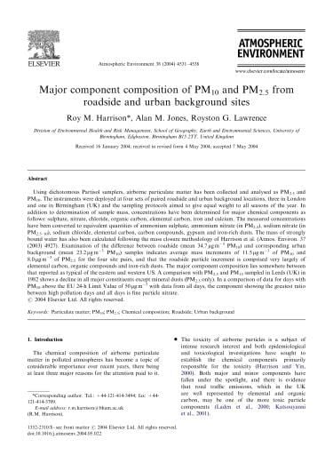 Major component composition of PM10 and PM2.5 from...