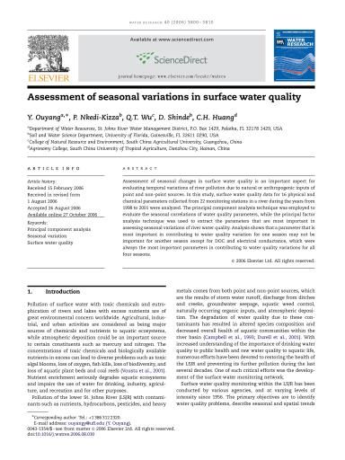 Assessment of seasonal variations in surface water quality
